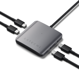 Satechi USB-C PD 4-port hub aluminum housing, USB-C PD port for charging up to 100 watts, 3x USB-C 3.2 Gen 2 ports with up to 10 Gbit/s