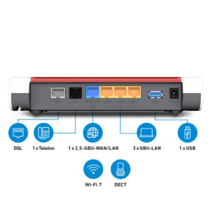 FRITZ!Box 7632 WiFi 7 (WLAN BE) Router, Dualband, max. 3,600 Mbit/s, DSL port