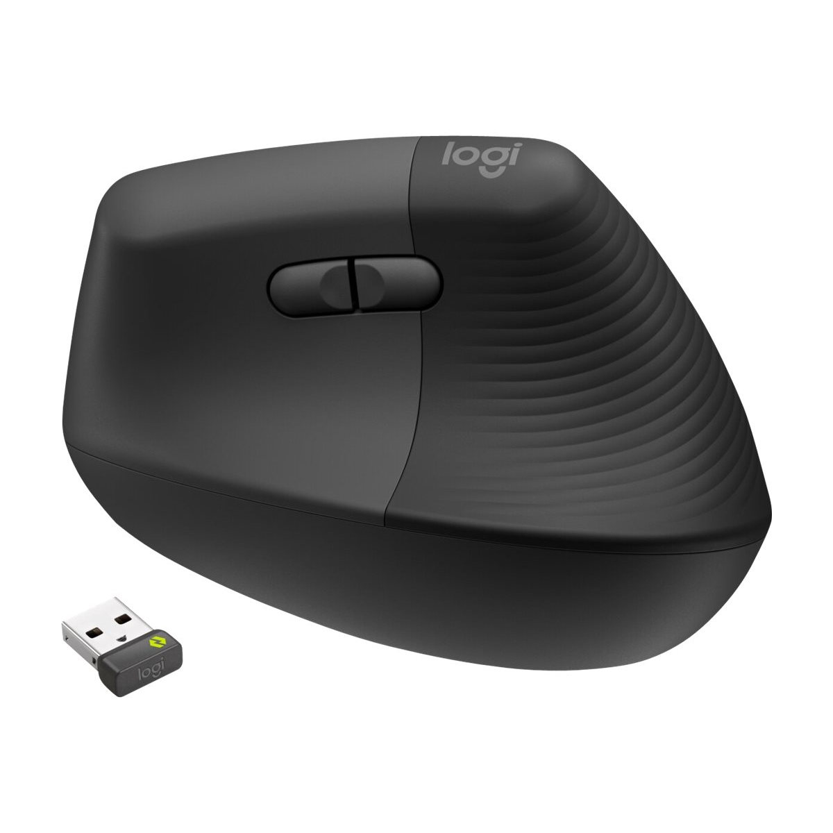 Logitech Mouse Wireless Lift for Business - Vertikale Maus Ergonomisch geformt, Für Rechtshänder, Graphit