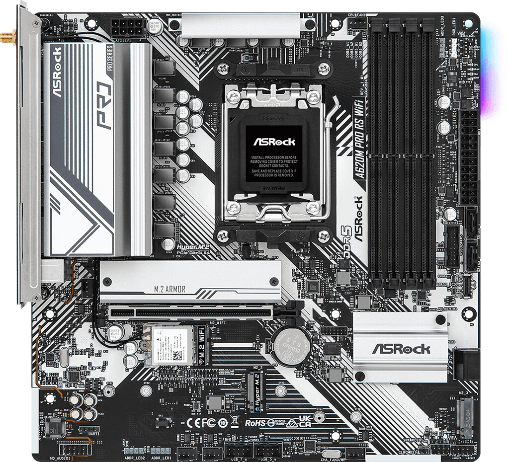 ASRock A620M Pro RS WiFi Mainboard Sockel AM5 -BULK-Ware!! Ohne Original-Verpackung