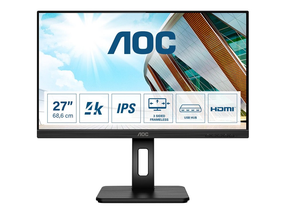AOC U27P2 – LED monitor – 69 cm (27″) – 3840 x 2160 4K UHD (2160p)