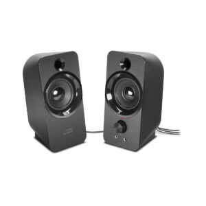 Speedlink DAROC stereo speakers with USB power supply, black, red status LED, rotary controller