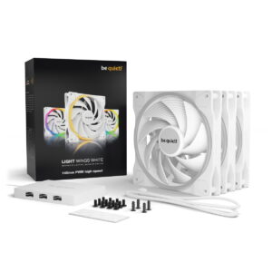be quiet! LIGHT WINGS WHITE 140mm PWM high-speed | 3-pack case fan