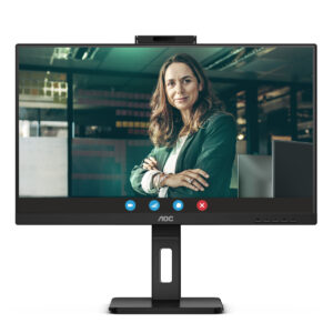 AOC 24P3CW 24 inch Full HD Monitor, 5 MP Webcam, height-adjustable, speaker (1920×1080, 75 Hz, HDMI, DisplayPort (in/out), USB-C