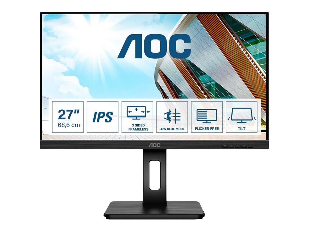 AOC 27P2Q – LED monitor – 68.6 cm (27″) – 1920 x 1080 Full HD (1080p) – Height adjustment – Loudspeakers