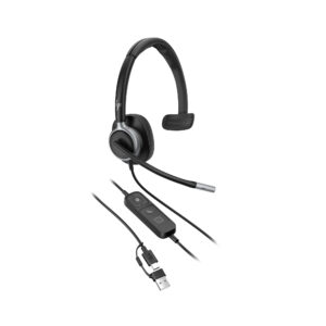 HP Poly Mission 615 Mono-Headset mit USB, kabelgebunden KI-gestützte Unterdrückung von Übertragungsrauschen, Superbreitband-Audio, Microsoft Teams-zer