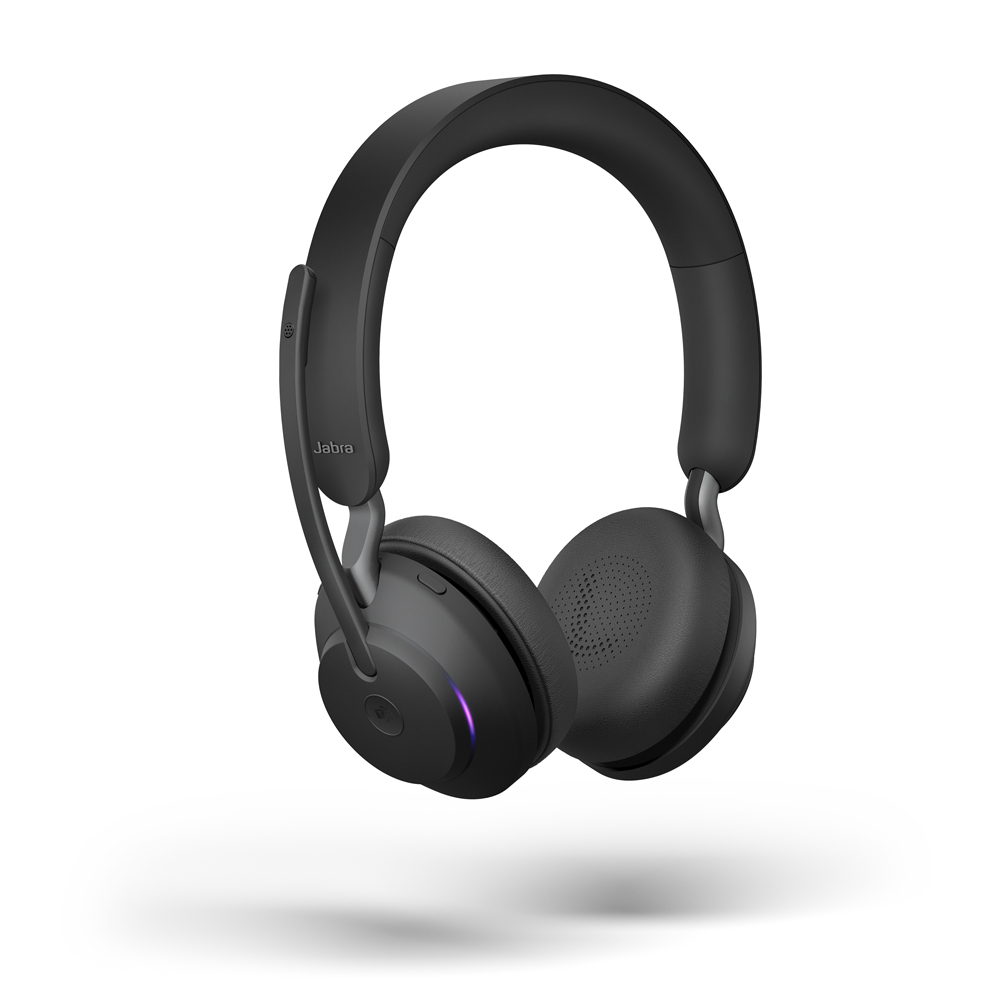 Jabra Evolve2 65 Headset, Stereo, kabellos, Bluetooth, schwarz inkl. Link 380 USB-A, Optimiert für Microsoft Teams