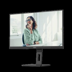 AOC Q27P3CV 27 Zoll QHD Monitor, höhenverstellbar, Lautsprecher (2560×1440, 75 Hz, HDMI, DisplayPort (in/out), USB-C (65W PD), RJ45, USB Hub