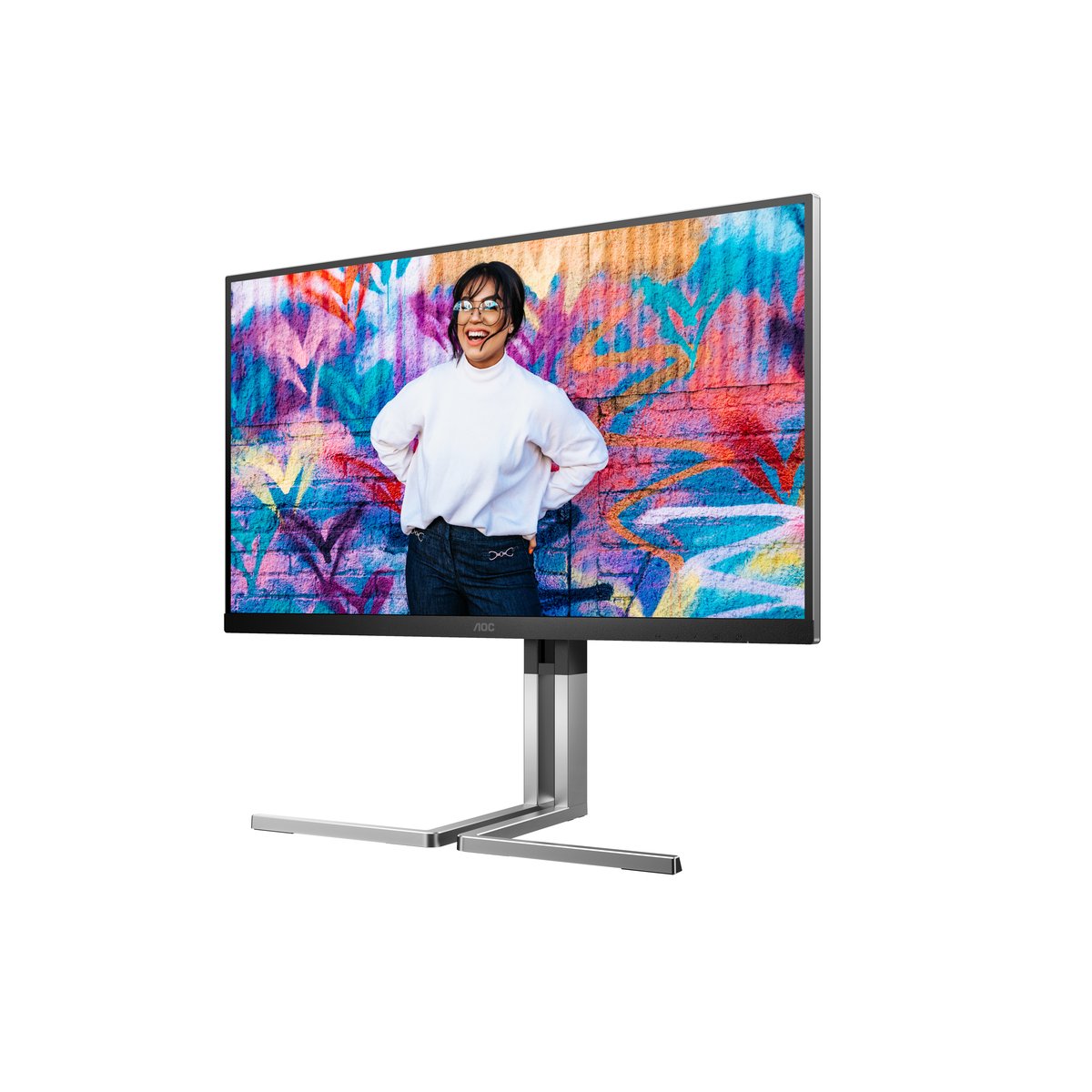 AOC Q27U3CV 27 Zoll QHD Monitor, Lautsprecher, höhenverstellbar, HDR400 (2560x1440, 75 Hz, HDMI, DisplayPort (in/out), USB-C (96 W PD)