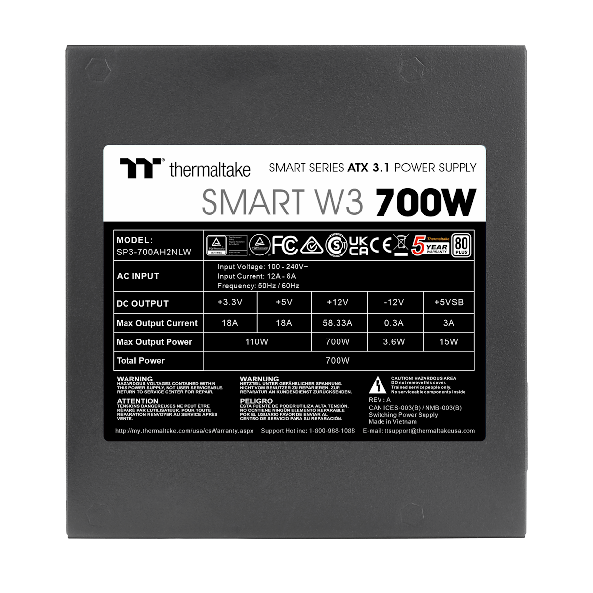 Thermaltake Smart W3 700W | PC-Netzteil