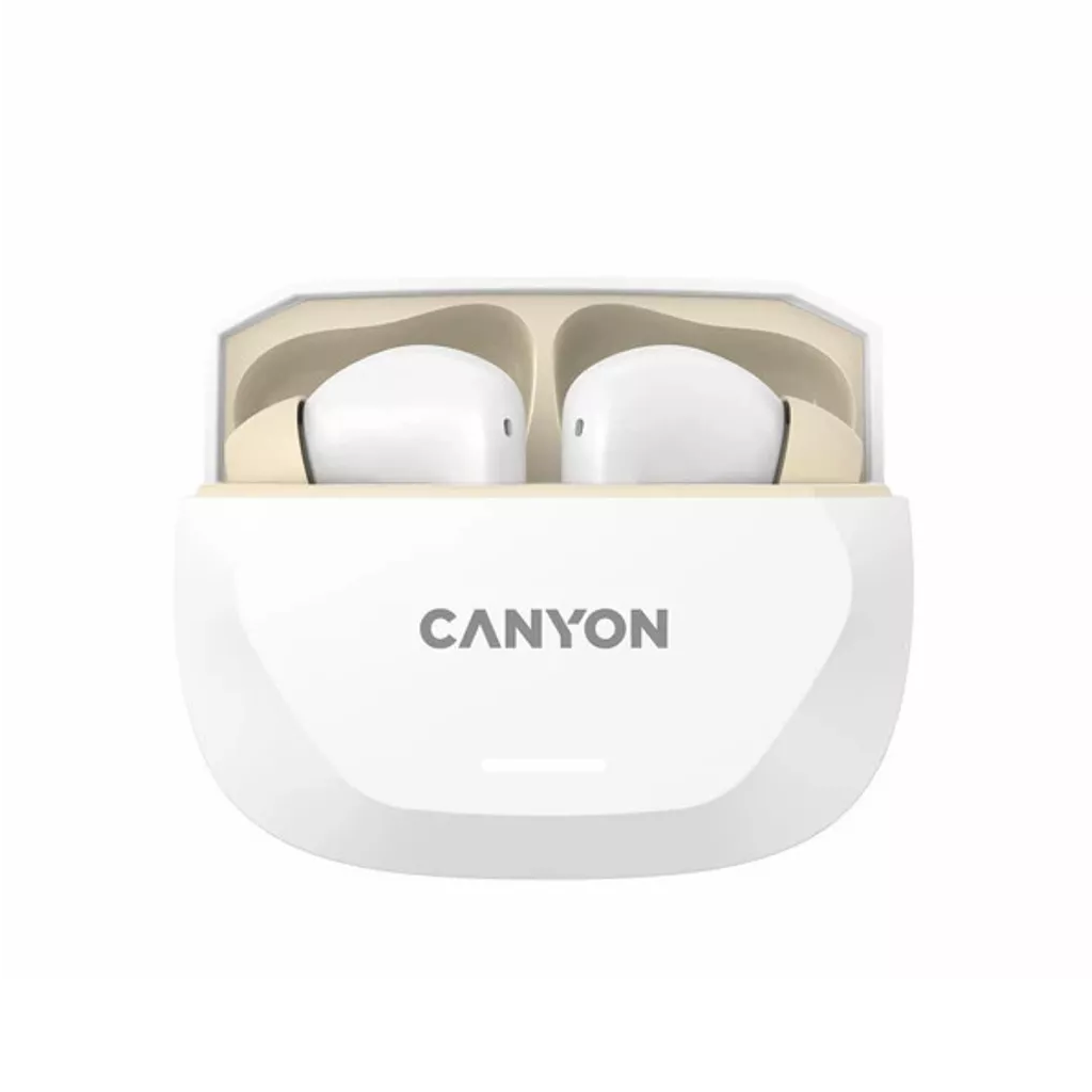 CANYON In-Ear headphones HEXAGON 7 TWS ANC+ENC, White Beige Bluetooth 5.4, support for wireless charging, active noise cancellation, 4 microphone