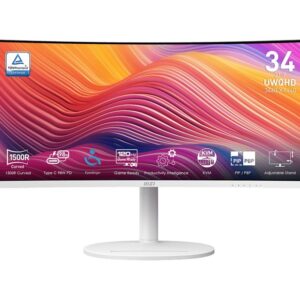MSI Modern MD342CQPW – 34″ UWQHD (3440 × 1440), VA, 1500R, 120 Hz, USB-C 98 W
