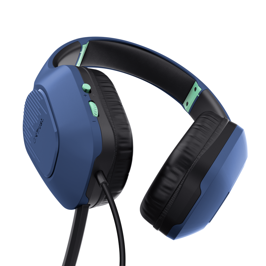 Trust Gaming GXT415B ZIROX headset blue feather lightweight. ohrounding gaming headset, for PC and consoles, blue
