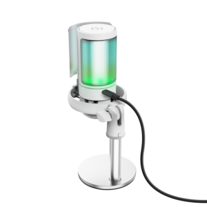 HSE Trust Gaming GXT238W AURON USB microphone white Compact and stylishly lit USB microphone for streaming content creation, white