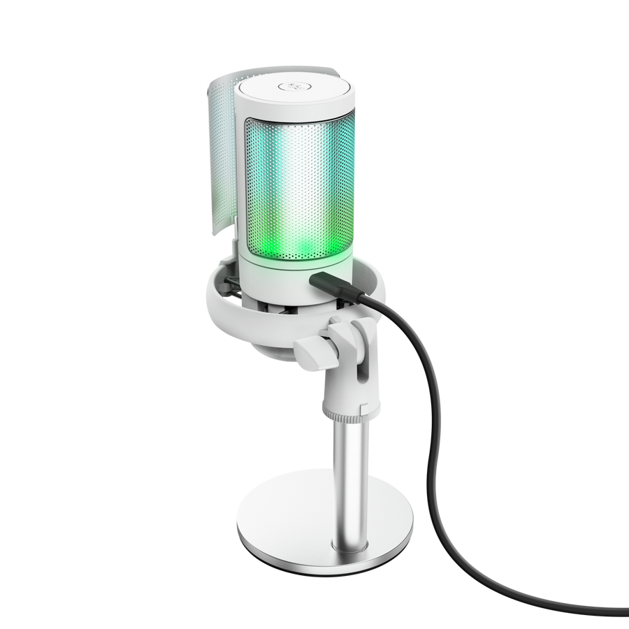 HSE Trust Gaming GXT238W AURON USB microphone white Compact and stylishly lit USB microphone for streaming content creation, white