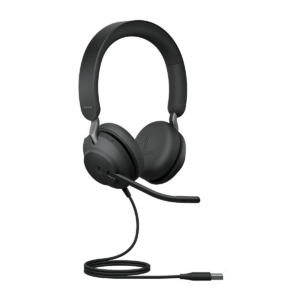 Jabra Evolve2 40 SE, double-sided headset, wired USB-C port, 3 microphones, noise insulating design, MS Teams certified