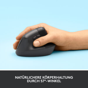 Logitech Lift Vertical Ergonomic Mouse, Rubber Coated Grip Surface, Comfortable Thumb Support, 4 Adaptable Soft Buttons