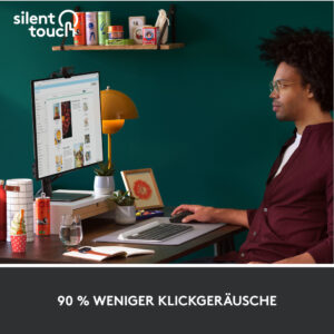 Logitech Signature M650 Large, kabellose Maus, Bluetooth- und Logi Bolt-kompatibel, Siltent Touch, Smartwheel, USB-Empfänger, Graphite