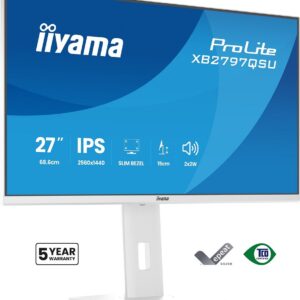 iiyama ProLite XB2797QSU-W1, 27″ QHD IPS, 75Hz, 1ms, HDMI, DisplayPort, USB-Hub, weiß