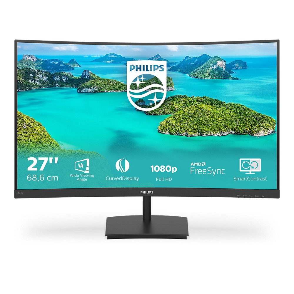 Philips E-Line 271E1SCA, 27" 1500R Curved Full HD VA, 75Hz, 4ms, AMD FreeSync, 100% sRGB, HDMI, 2x 3W Lautsprecher