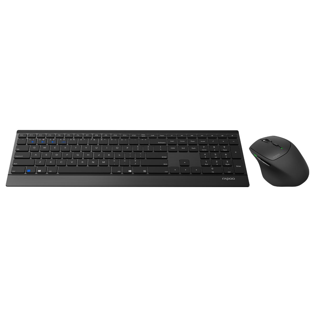 Rapoo Wireless Multi-Mode Desktop “9500M”, Black Ultraflats 4.5mm Design – Wireless Multi-Mode Connection – Keyboard layout: QWERTZ (German) – L