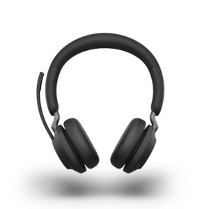 Jabra Evolve2 65 Headset, Stereo, kabellos, Bluetooth, schwarz inkl. Link 380 USB-A & Ladestation, Optimiert für Microsoft Teams