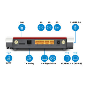FRITZ!Box 6850 5G WiFi 5 (WLAN AC) Router, dual-band, max. 1,266 Mbit/s, 5G modem
