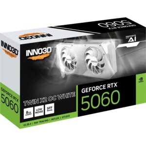 Inno3D GeForce RTX 5060 8GB TWIN X2 OC WHITE – 8GB GDDR7, HDMI, 3x DP