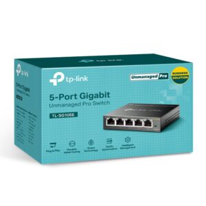 TP-Link TL-SG105E Unmanaged Pro Switch [5x Gigabit Ethernet, Plug-and-Play, Robustes Metallgehäuse]