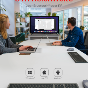 KeySonic KSK-8023BTRF Keyboard (DE) [Full-Size Aluminium Keyboard, Bluetooth® & RF, for Win & macOS