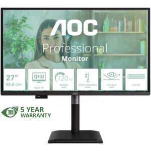 AOC Q27P4U, 27″ QHD IPS, 120Hz, 350cd/m2, 4ms, Adaptive Sync, 2x2W speaker, HDMI, DisplayPort, USB hub