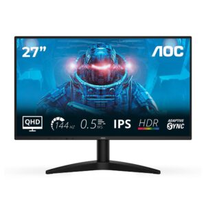 AOC Q27B36X Gaming Monitor, 27 inch QHD IPS, 144Hz, 0.5ms MPRT, HDR10, Adaptive Sync, HDMI, DisplayPort