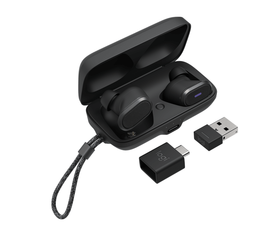 Logitech Zone True Wireless Bluetooth Earbuds Noise-Canceling Microphone, ANC, Interchangeable Ear Pillow, Incl. Bluetooth USB-A receiver and
