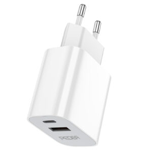 PEDEA Reiselader Dual 20W für USB-C/USB-A- weiß 100-240V / Schnellladegerät / 20 Watt max.