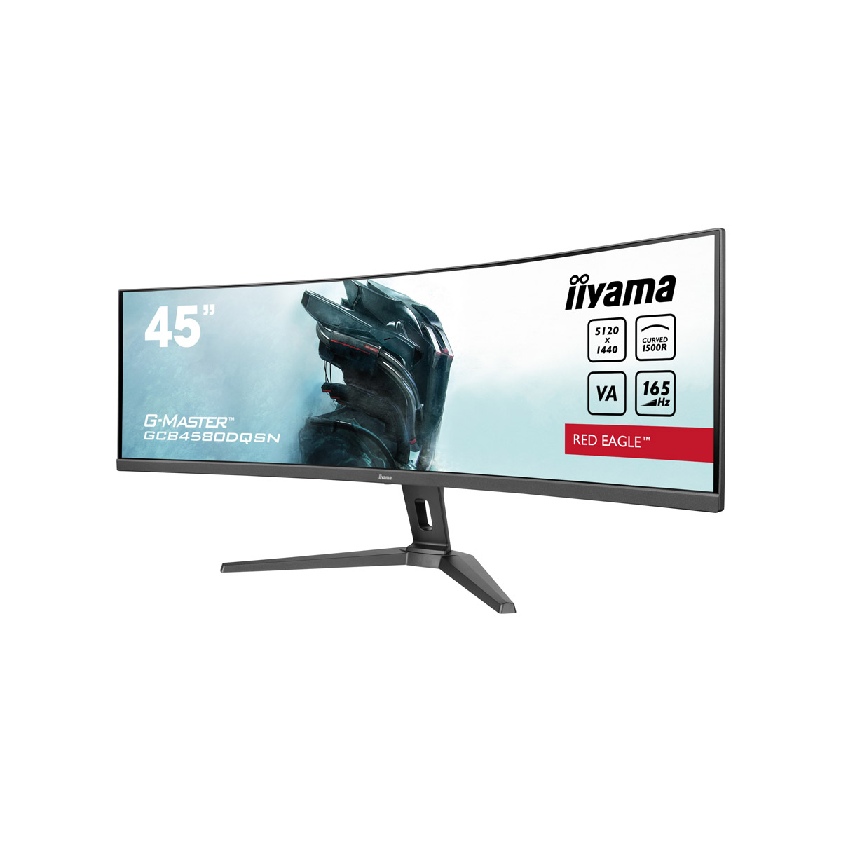 Iiyama GCB4580DQSN-B1 Gaming Monitor 44.5? Curved Dual QHD VA, 165 Hz, 0.8 ms MPRT, USB-Hub, USB-C (DP 90W), RJ45, Adaptiv Sync