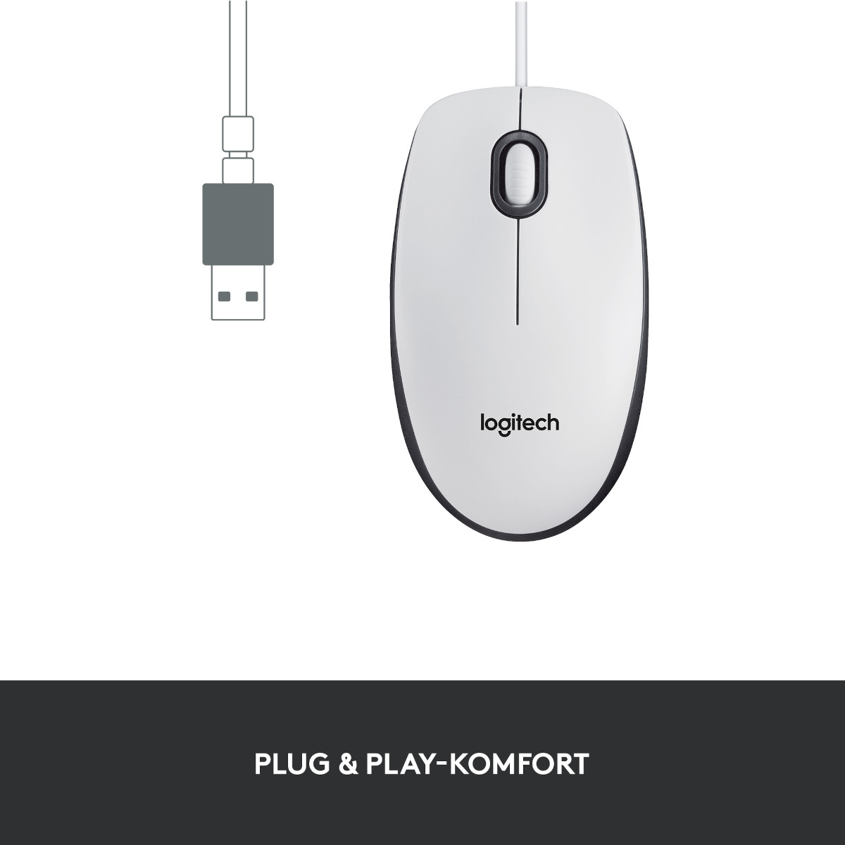 Logitech M100 Maus , Kabelgebunden, USB-Anschluss, Umfassende Kompatibilität