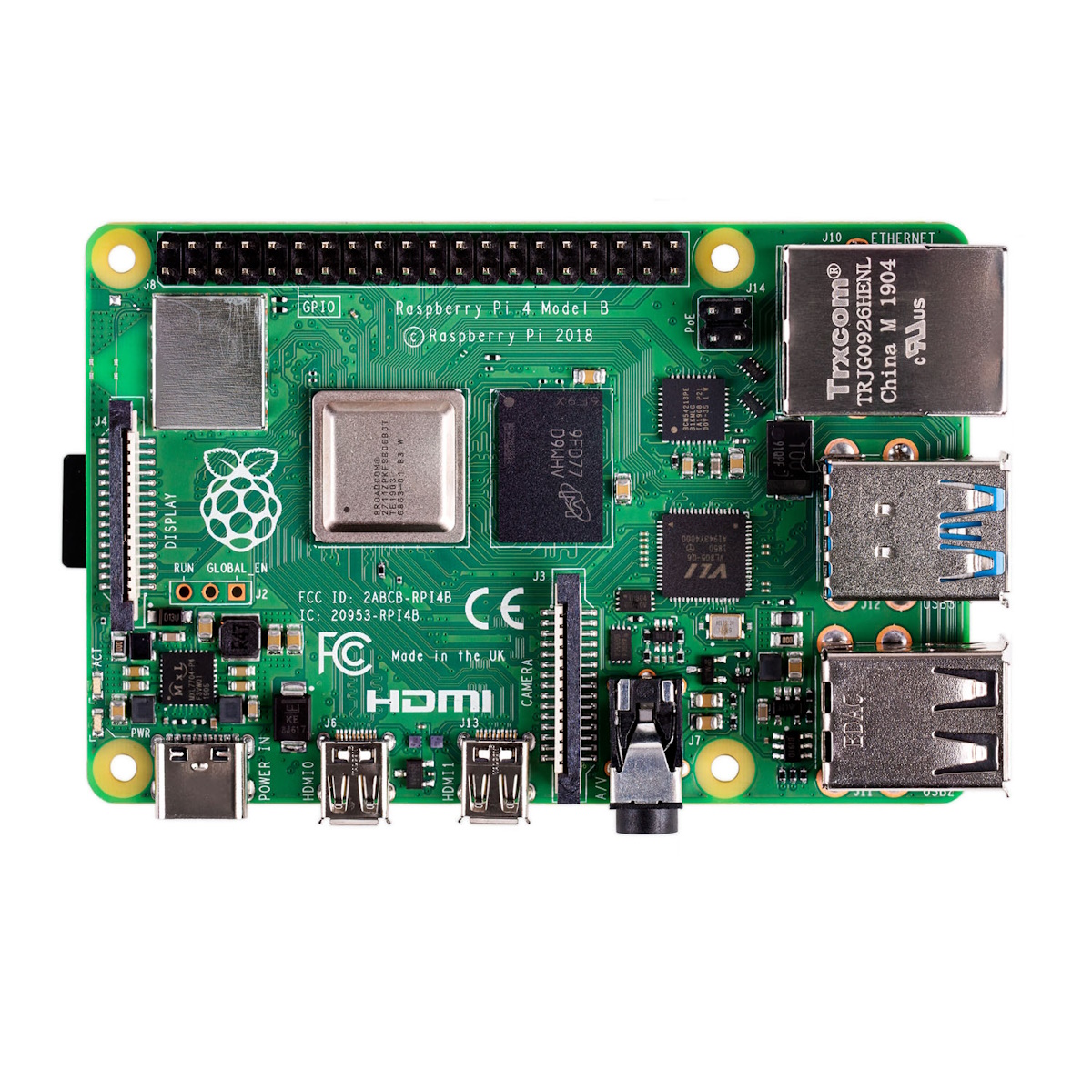 Raspberry Pi 4 Modell B 2GB | ARM Cortex-A72 4x 1,50GHz, 2GB RAM, WLAN, Bluetooth, LAN, 4x USB