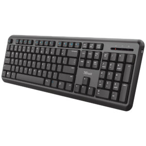 Trust TK-350 Wireless keyboard, quiet buttons, DE layout wireless connection with a range up to 10 meters, liquid protected design, Kab